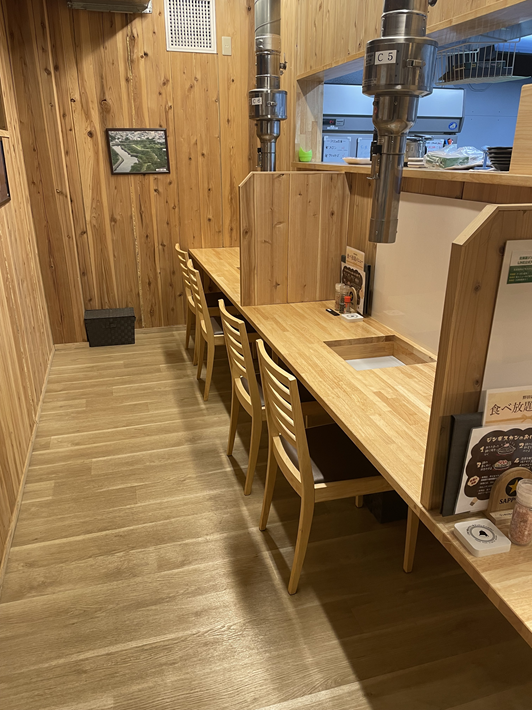 北海道ジンギスカン 野田店のペアカウンター